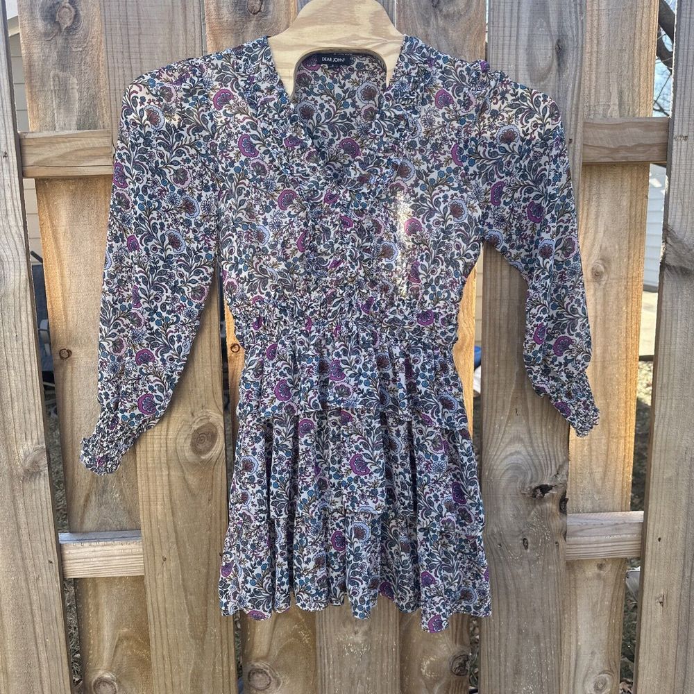 Dear John Multicolor Floral Tiered Ruffle Flowy Boho‎ Dress Size Small